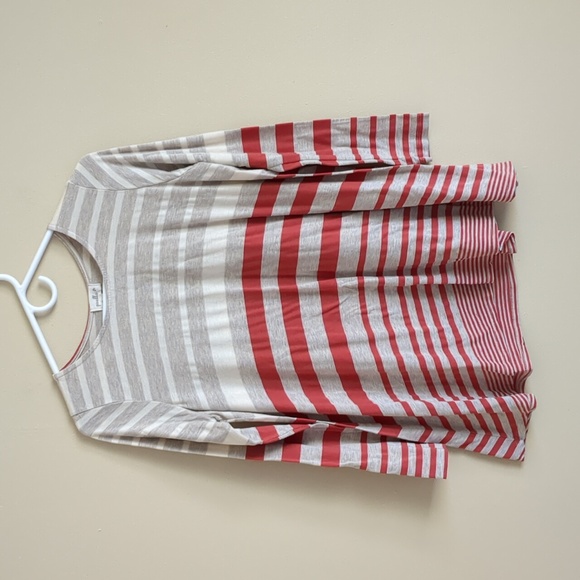 Puella Tops - Medium Puella Striped Long Sleeve Darcy Swing Tunic Red & Tan Anthropologie